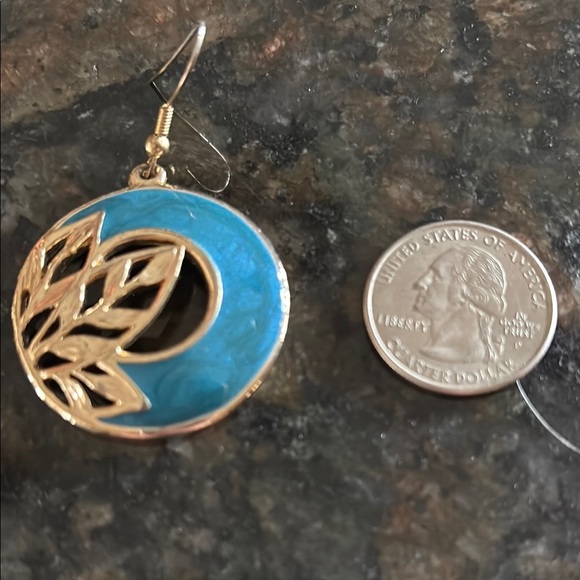 Edgar Berebi Gold and Blue Leaf Earrings - Picture 2 of 3